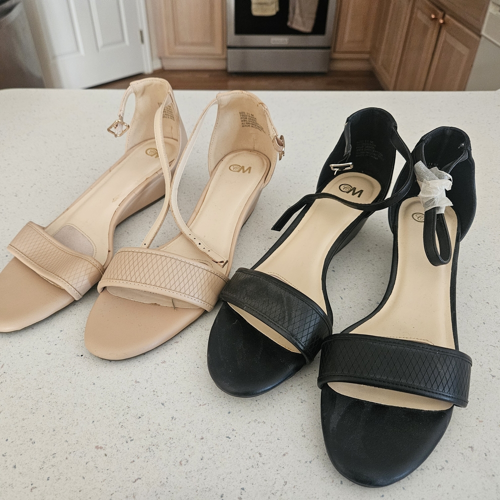 Women's Black and Tan Heels
